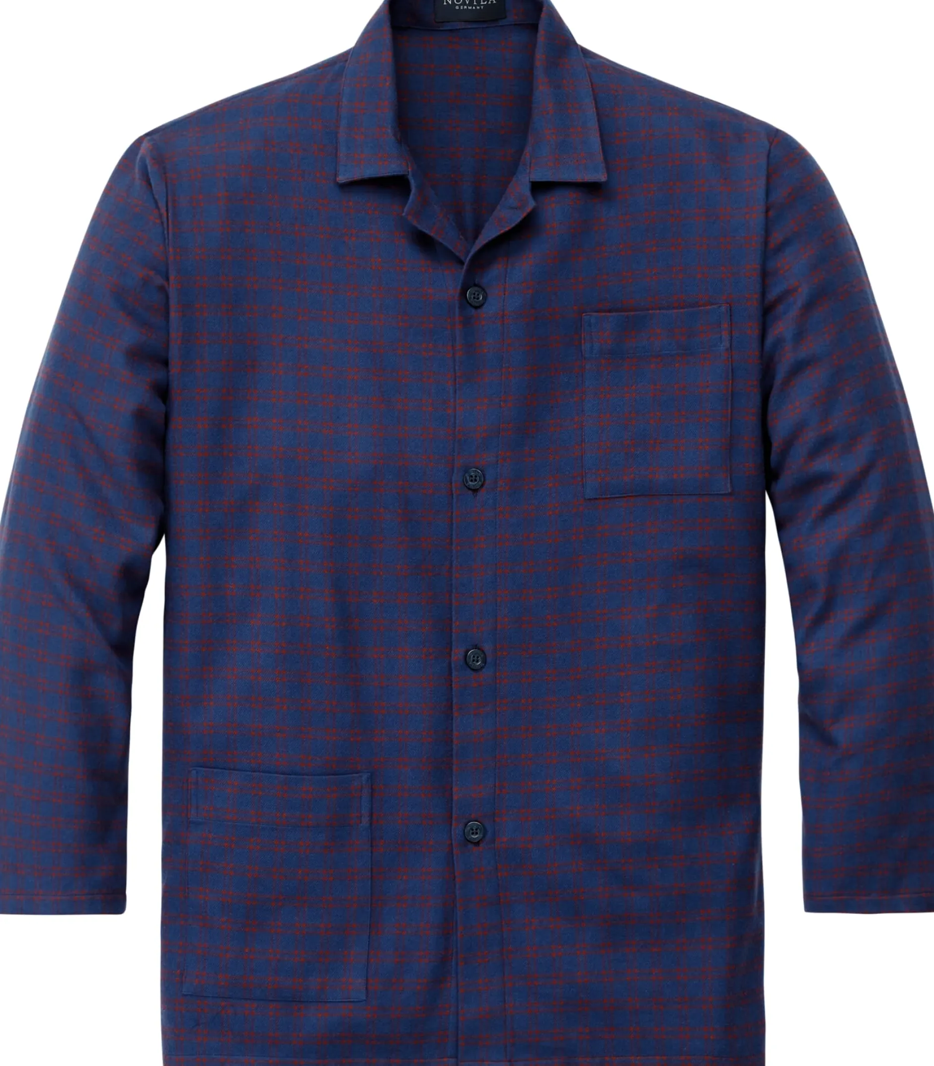 Novila Herrenpyjama Flanell gemustert Blau Best