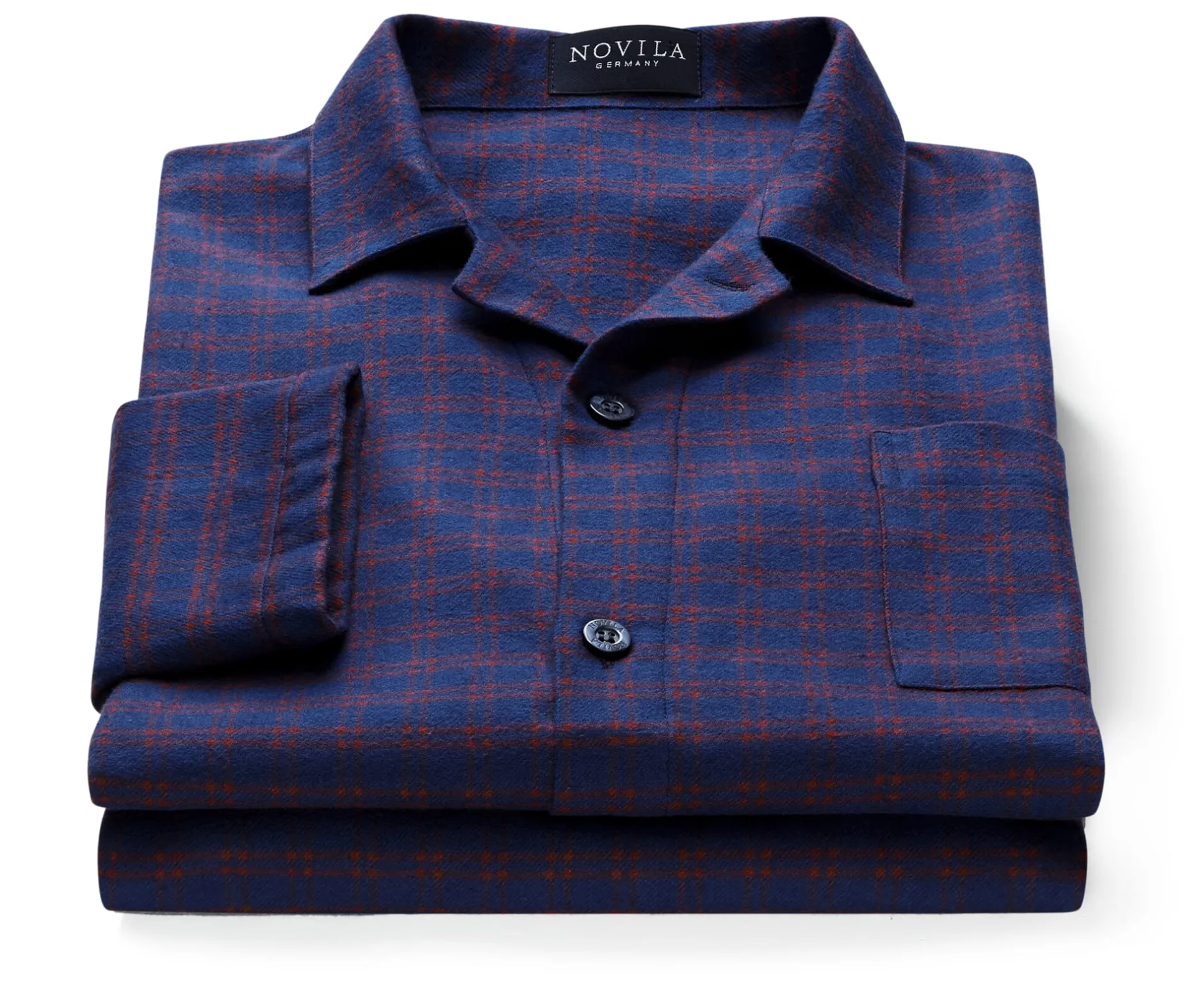 Novila Herrenpyjama Flanell gemustert Blau Best