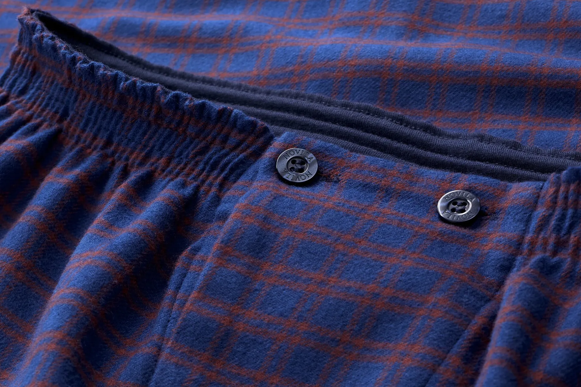 Novila Herrenpyjama Flanell gemustert Blau Best