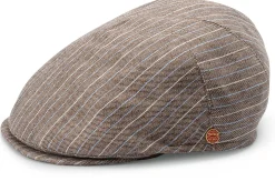 Mayser Herren-Schiebermütze gestreift Braun Clearance