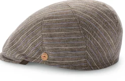 Mayser Herren-Schiebermütze gestreift Braun Clearance