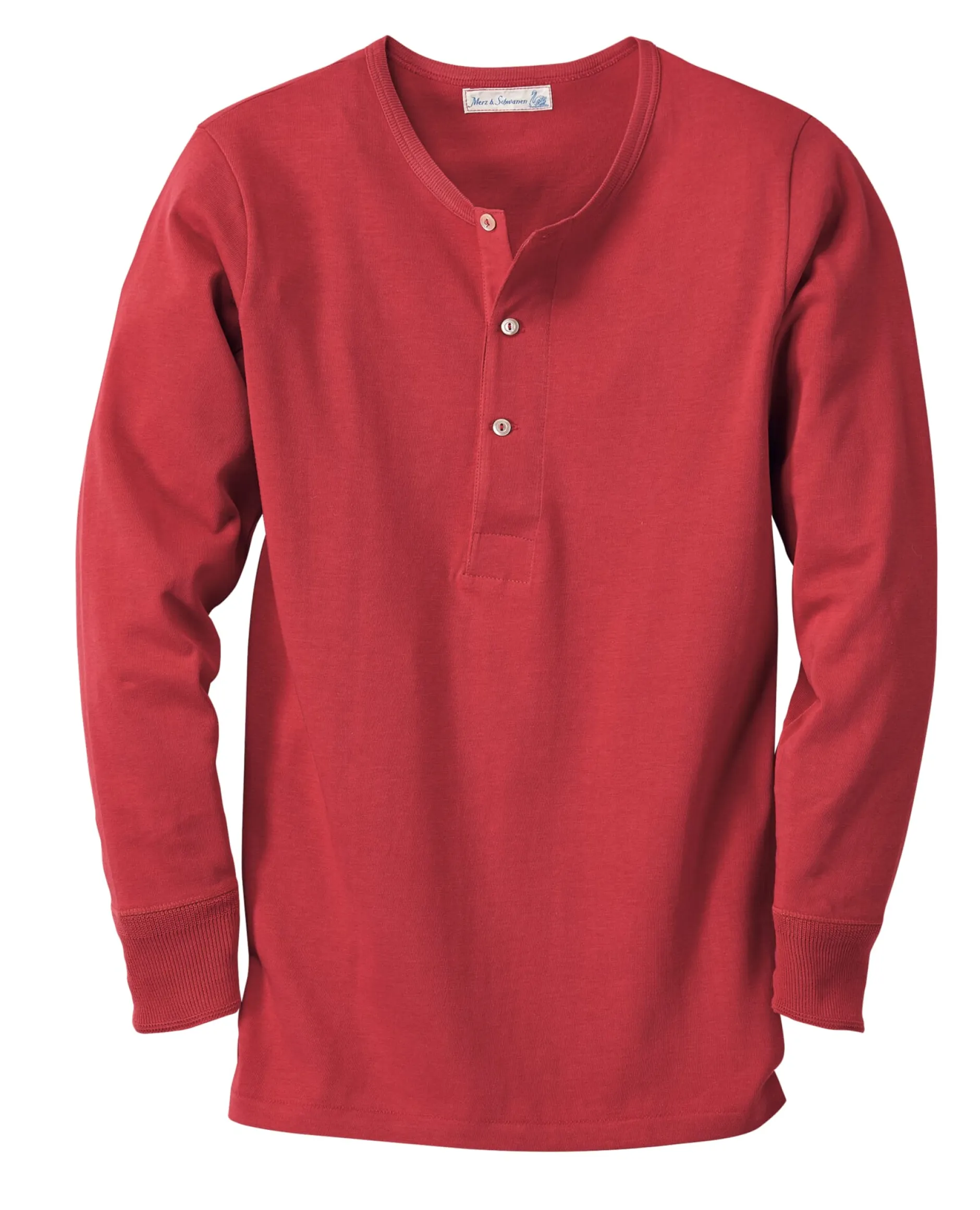 Merz b. Schwanen Herrenshirt Jersey Langarm Rot Discount