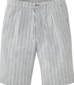 Knowledge Cotton Apparel Herrenshorts Leinen gestreift Grau Clearance