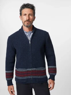 Maglificio GRP Herren-Strickjacke Folk Blau Outlet