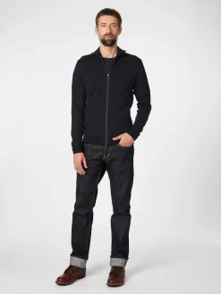 Seldom Herren-Strickjacke mit Zip Navy Best