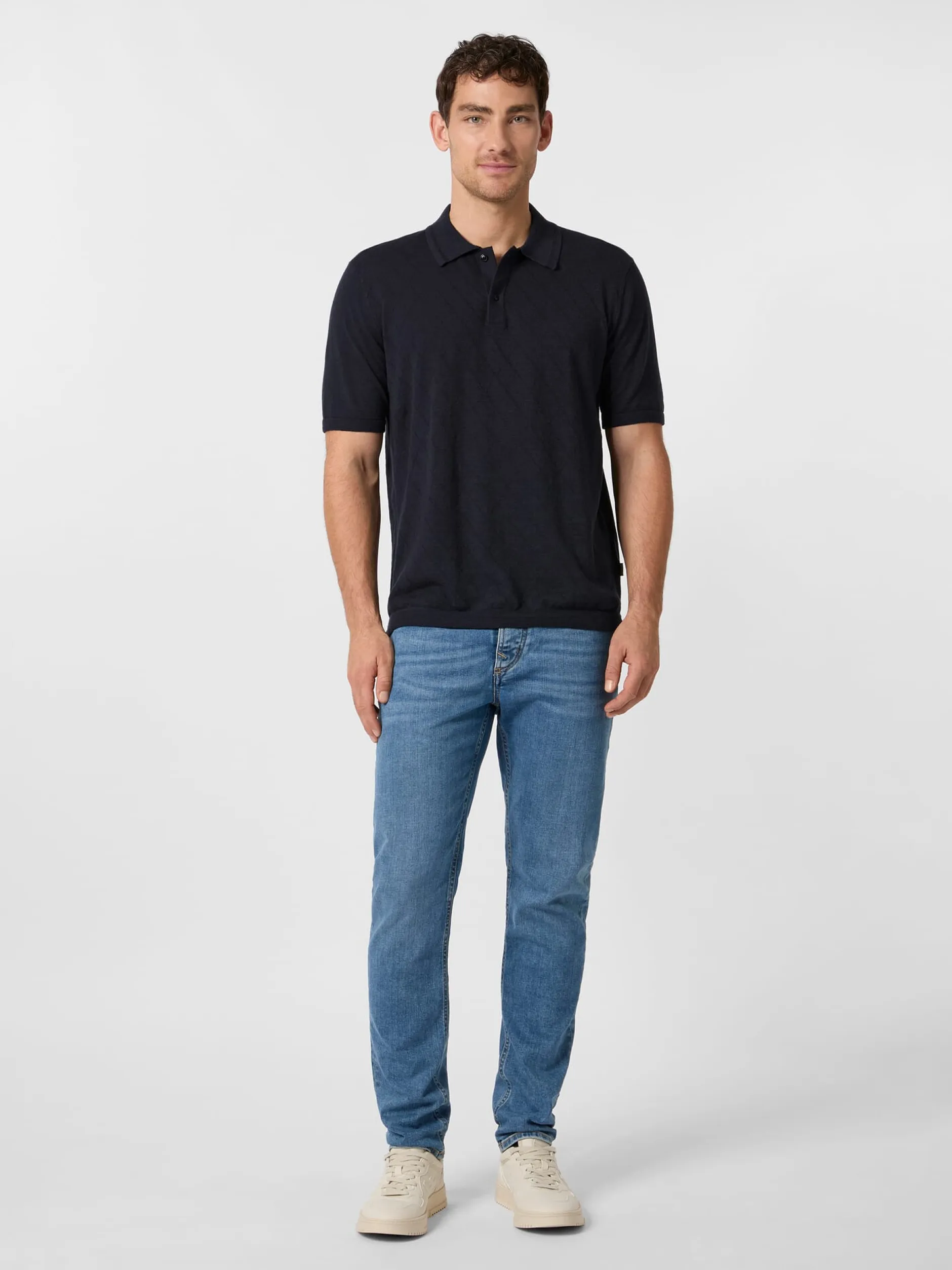 Blue de Gênes Herren-Strickpolo Navy Outlet