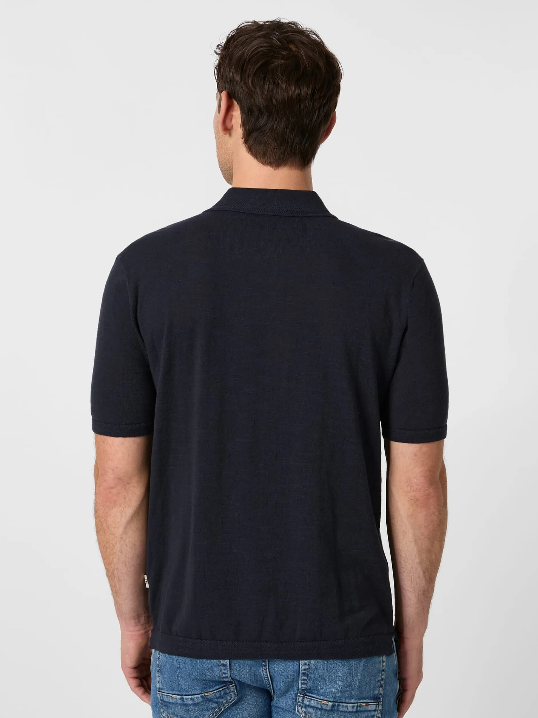 Blue de Gênes Herren-Strickpolo Navy Outlet
