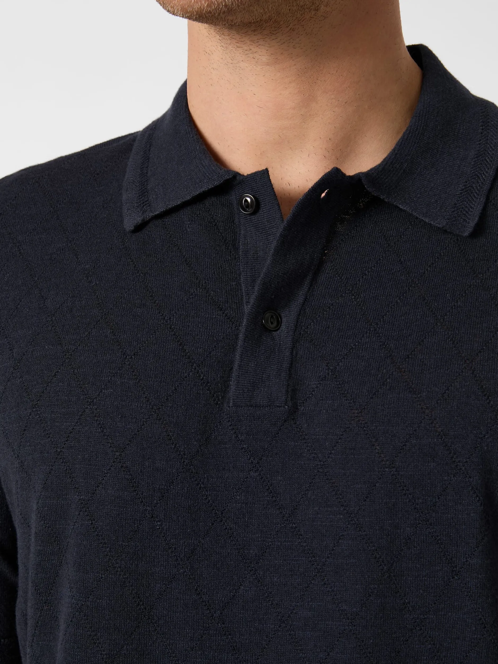 Blue de Gênes Herren-Strickpolo Navy Outlet