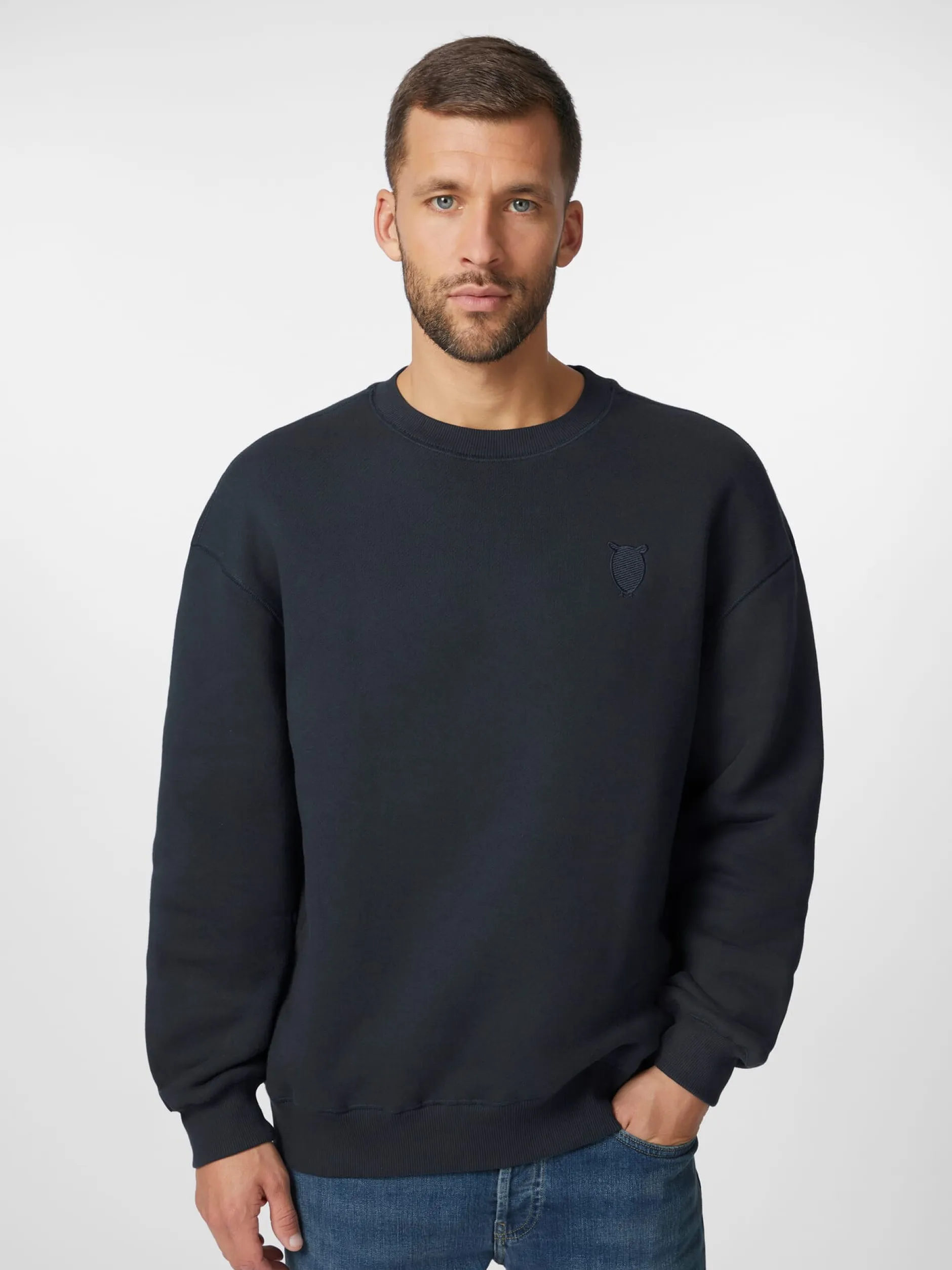 Knowledge Cotton Apparel Herren-Sweatshirt Dunkelblau Sale