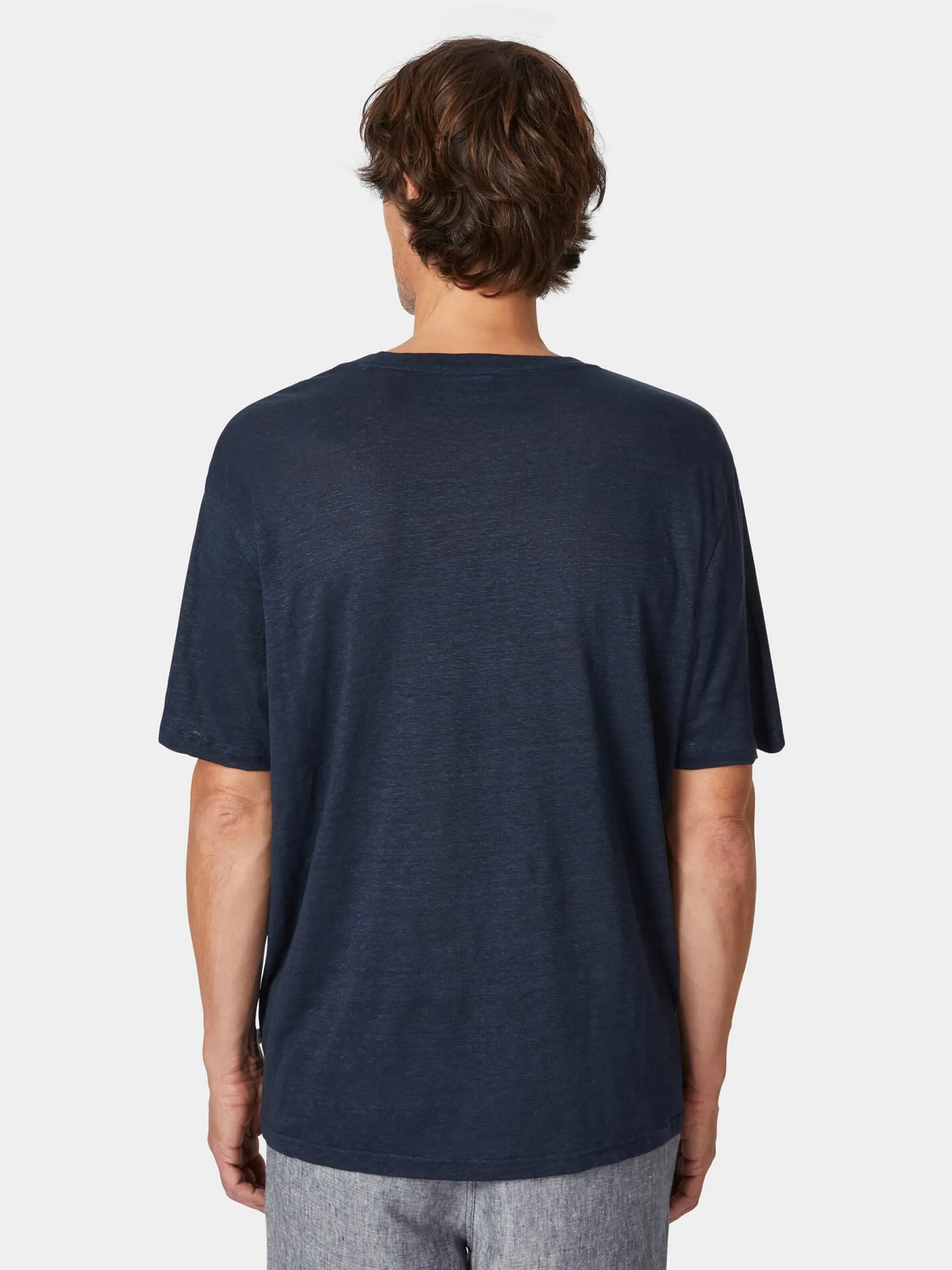 Knowledge Cotton Apparel Herren-T-Shirt Leinen Navy Outlet