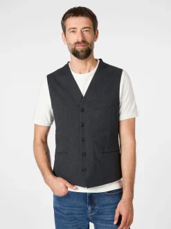 Hannes Roether Herrenweste Strukturstreifen Anthrazit Clearance