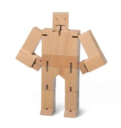 Holzfigur Cubebot Natur Clearance
