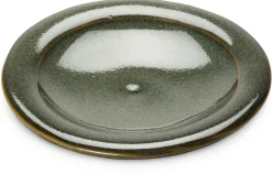 Lebensgemeinschaft Bingenheim Kerzenteller handgetöpfert Dunkelgrün Sale