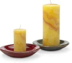 Lebensgemeinschaft Bingenheim Kerzenteller handgetöpfert Dunkelgrün Sale