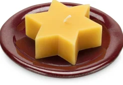 Lebensgemeinschaft Bingenheim Kerzenteller handgetöpfert Dunkelrot Sale