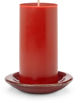 Lebensgemeinschaft Bingenheim Kerzenteller handgetöpfert Dunkelrot Sale