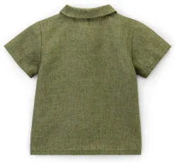 Pure Pure Kinder-Hemd Kurzarm Leinen Oliv Sale