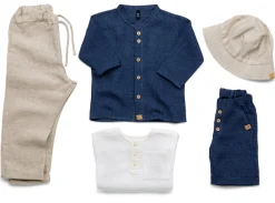 Pure Pure Kinder-Hemd Leinen Denimblau Outlet