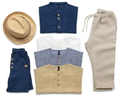 Pure Pure Kinder-Hemd Leinen Denimblau Outlet