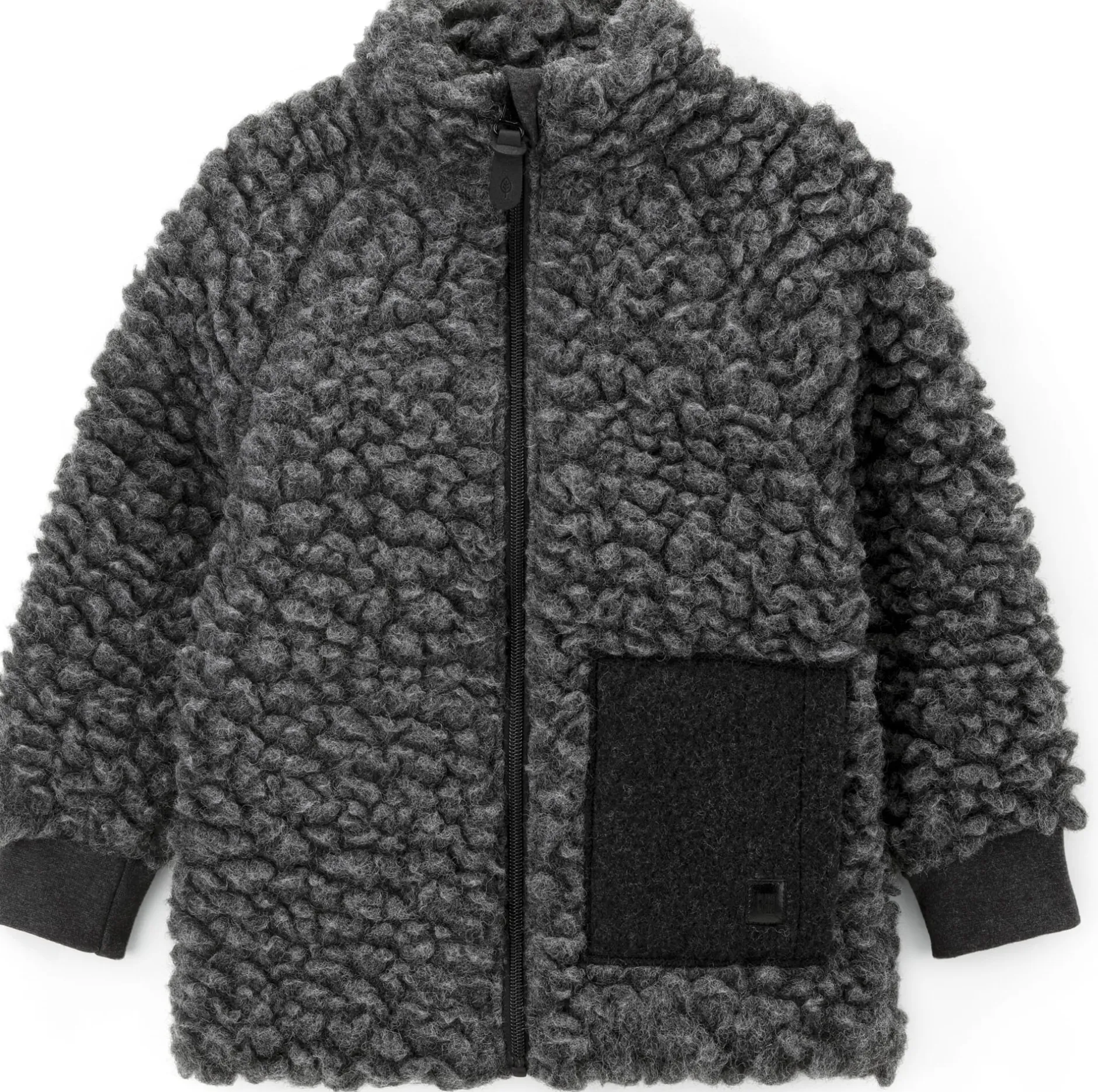 Pure Pure Kinder-Kragenjacke Wollplüsch Schiefergrau Online