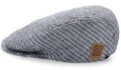 Pure Pure Kinder-Schiebermütze Leinen gestreift Blaumelange Hot