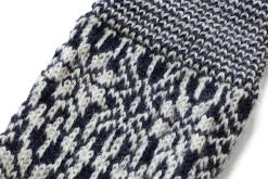 Hirsch Natur Kniestrumpf Jacquard Schurwolle Dunkelblau