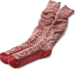 Hirsch Natur Kniestrumpf Jacquard Schurwolle Rot Online