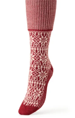 Hirsch Natur Kniestrumpf Jacquard Schurwolle Rot Online