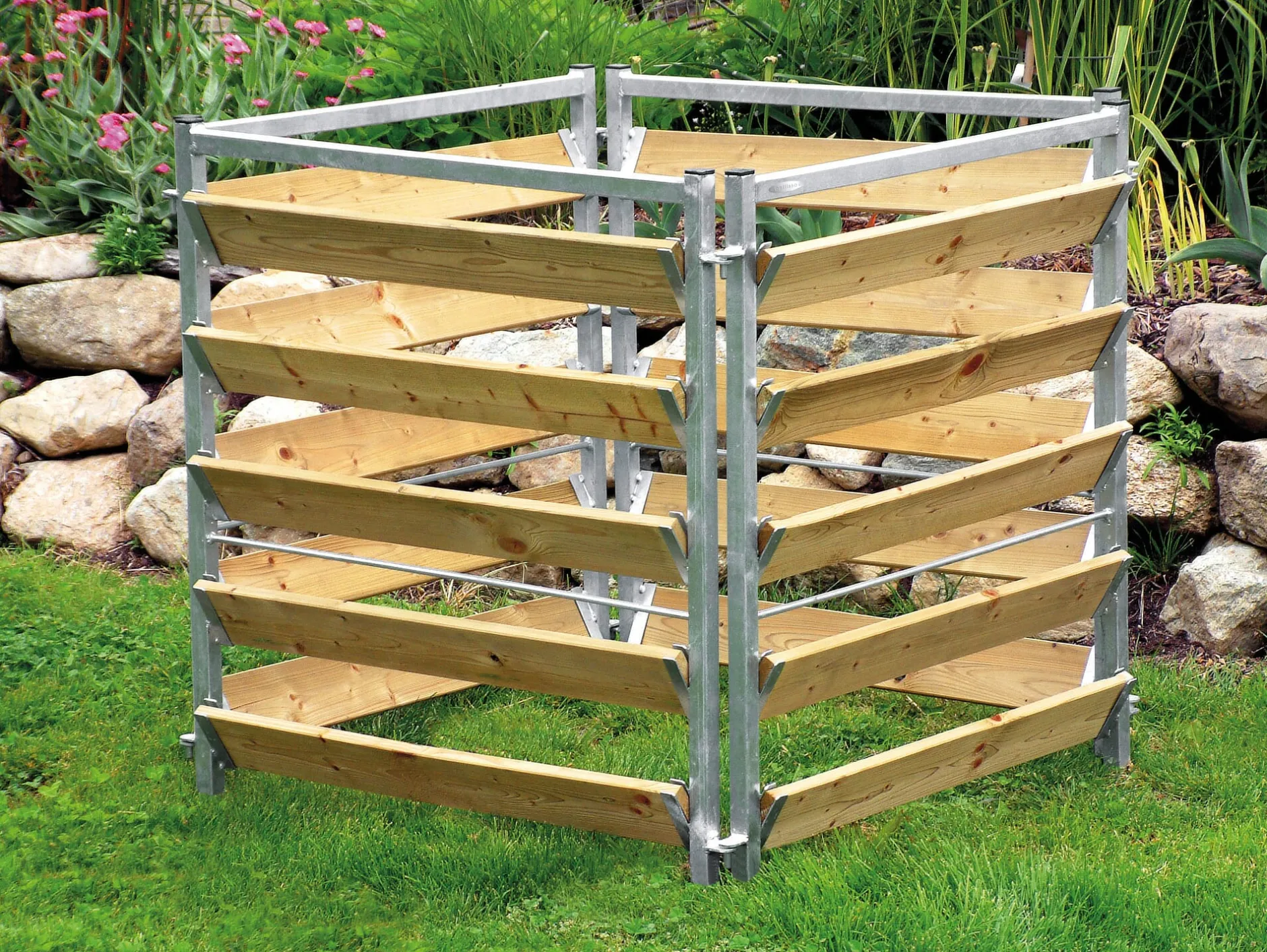 bellissa Haas Kompostkiste Stahl verzinkt, Lärchenholz Discount