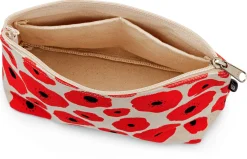 Melawear Kulturbeutel Blumenprint, rot-natur