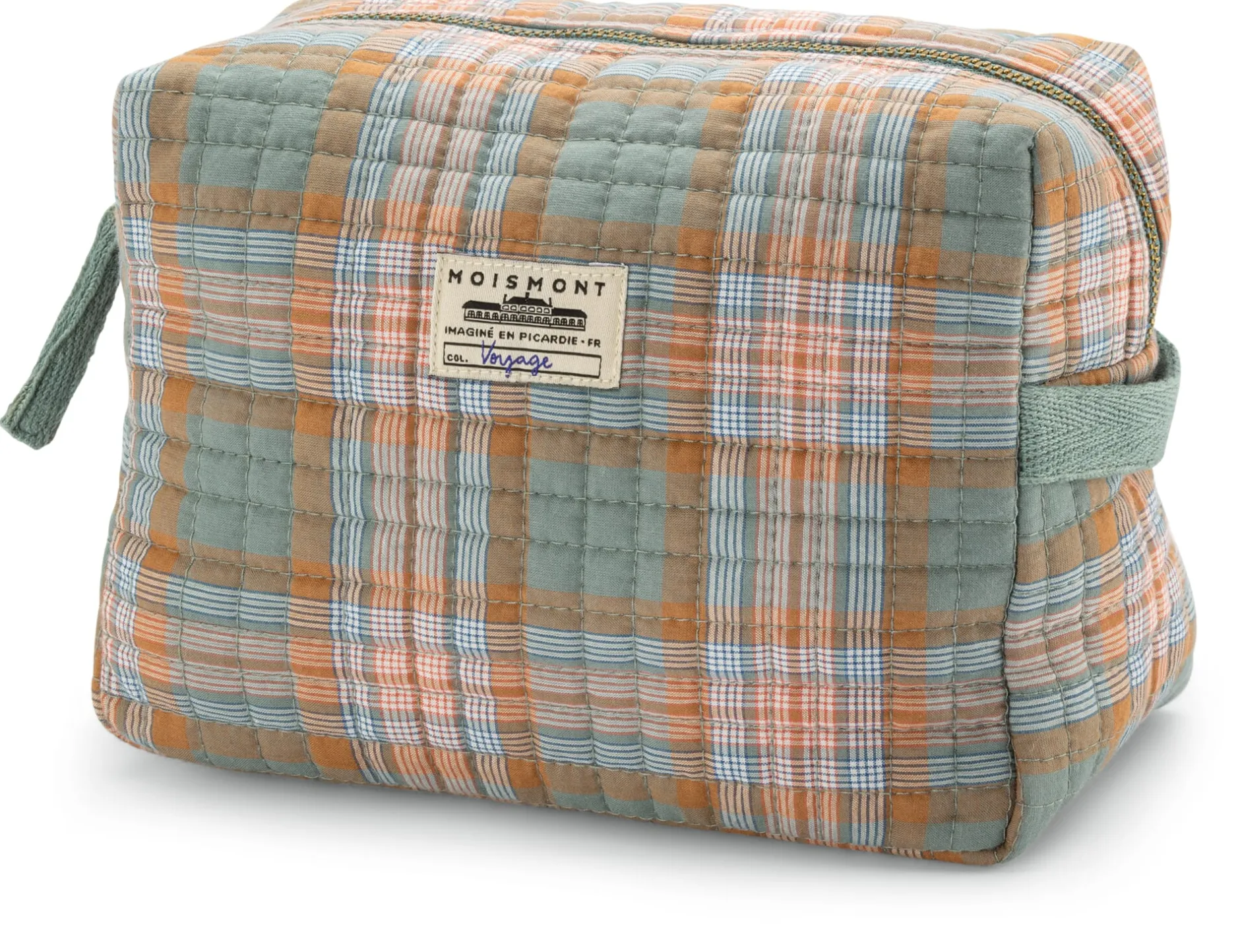 Moismont Kulturbeutel N° 43, kariert, graublau