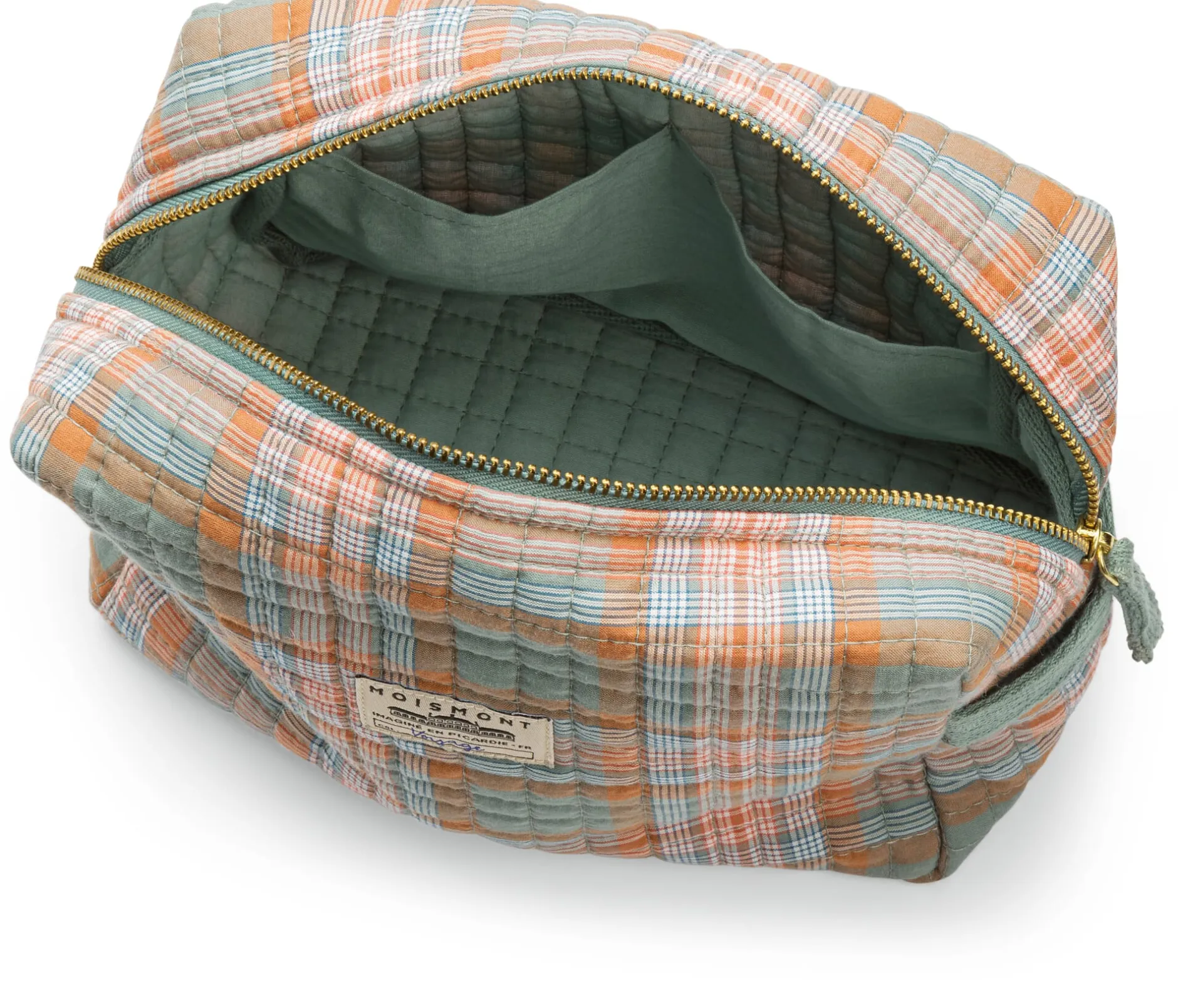 Moismont Kulturbeutel N° 43, kariert, graublau