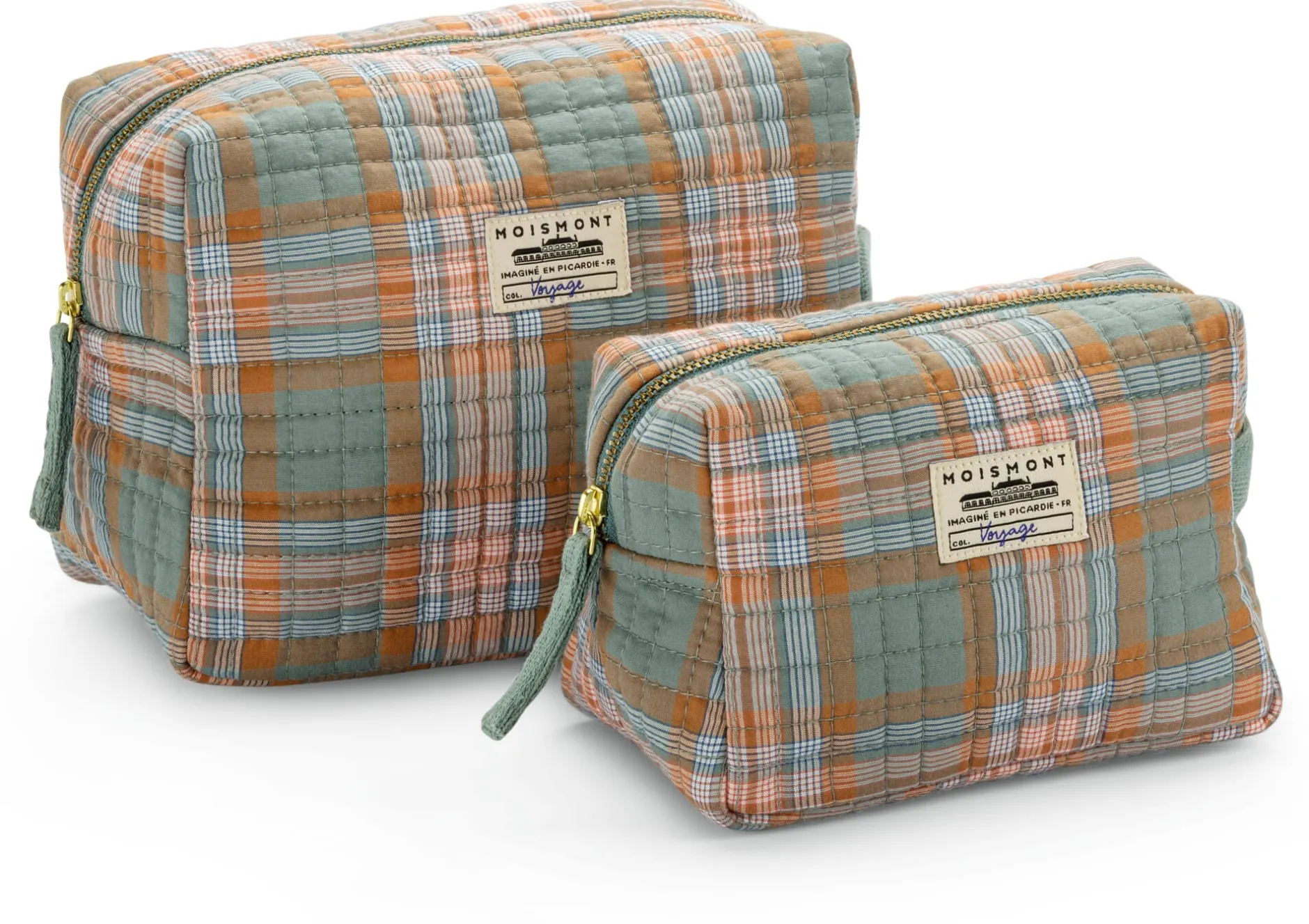 Moismont Kulturbeutel N° 43, kariert, graublau