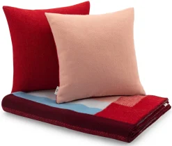 Røros Tweed Lammwolldecke Bauhausstil Rot Hot