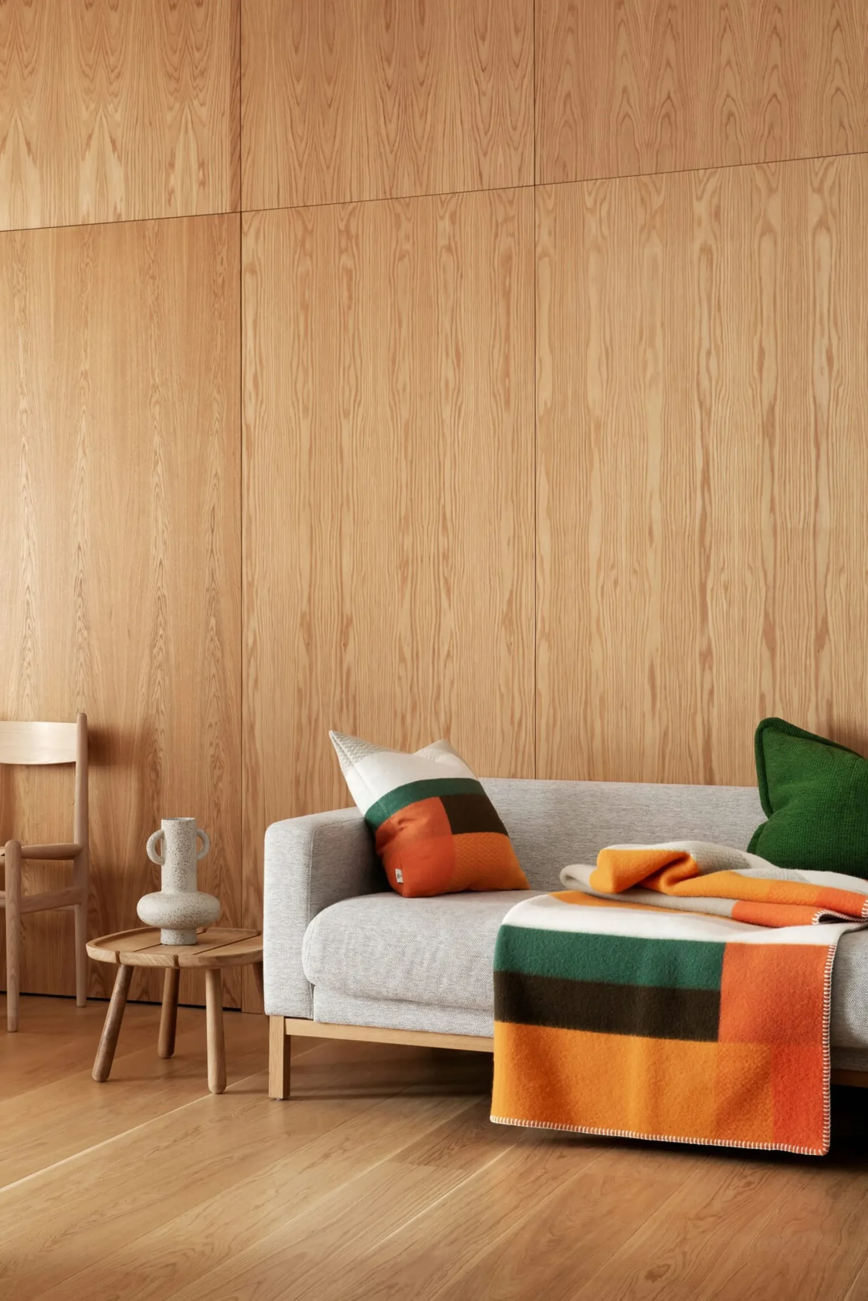 Røros Tweed Lammwolldecke Bauhausstil Orange Best