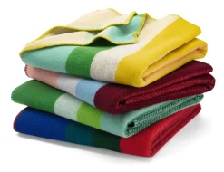 Røros Tweed Lammwolldecke Bauhausstil Blau Discount