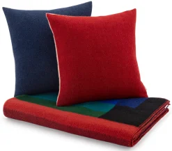 Røros Tweed Lammwolldecke Bauhausstil Blau Discount