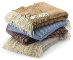 Røros Tweed Lammwolldecke Zickzack-Streifen Kattefot Discount