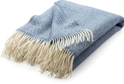 Røros Tweed Lammwolldecke Zickzack-Streifen Kattefot Clearance