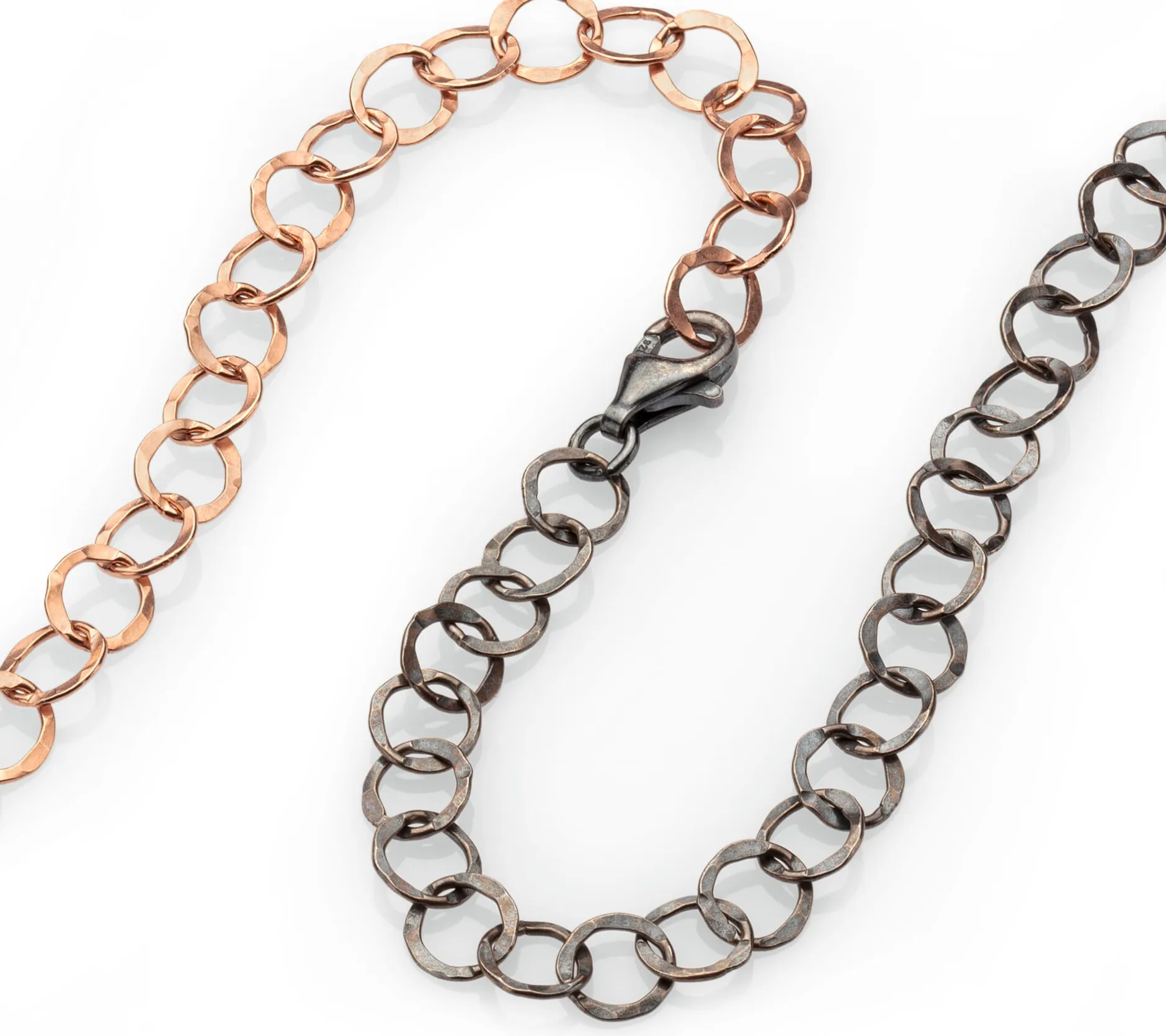 Guthmann Lange Kette Hammerschlag, Roségold-Oxid New