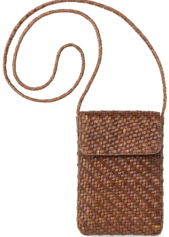 Allan K Leder-Handytasche geflochten, Braun