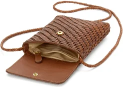 Allan K Leder-Handytasche geflochten, Braun