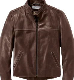 Hack Lederware Lederjacke Pull-up Stehkragen Dunkelbraun Clearance