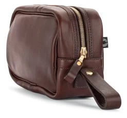 Croots Leder-Washbag Dunkelbraun Online