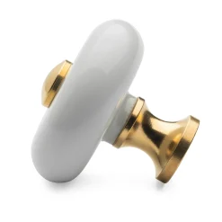 Mérigous Möbelknopf Porzellan mit Zierkappe Messing Hot