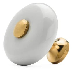 Mérigous Möbelknopf Porzellan mit Zierkappe Messing Hot