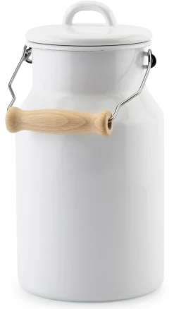 Riess Milchkanne Emaille mit Holzgriff