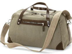 Hack Lederware Reisetasche Segeltuch, Grünbeige New