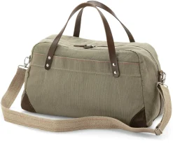Hack Lederware Reisetasche Segeltuch, Grünbeige New