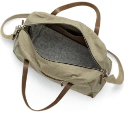 Hack Lederware Reisetasche Segeltuch, Grünbeige New